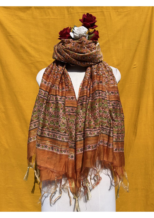 Anokhi Cotton Chanderi Handblock Printed Dupatta