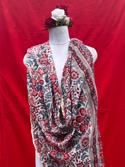 Anokhi handblock printed cotton linen dupatta