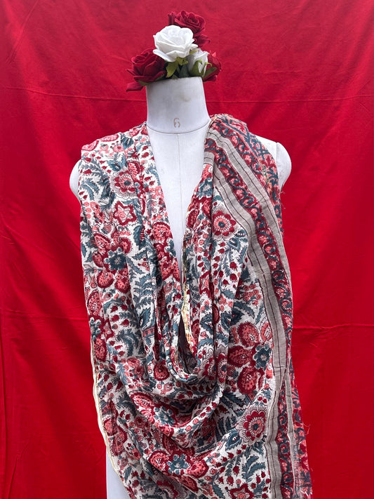 Anokhi handblock printed cotton linen dupatta