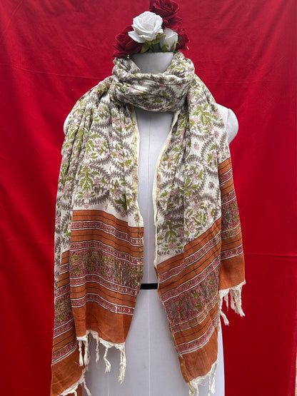 Anokhi Handblock Printed Cotton Linen Dupatta
