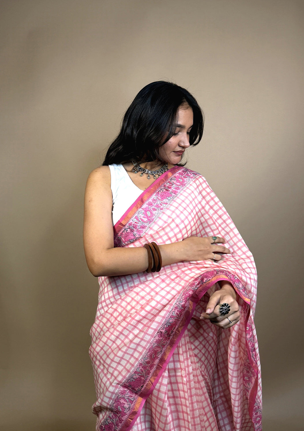 Anokhi Chanderi Silk Saree pink