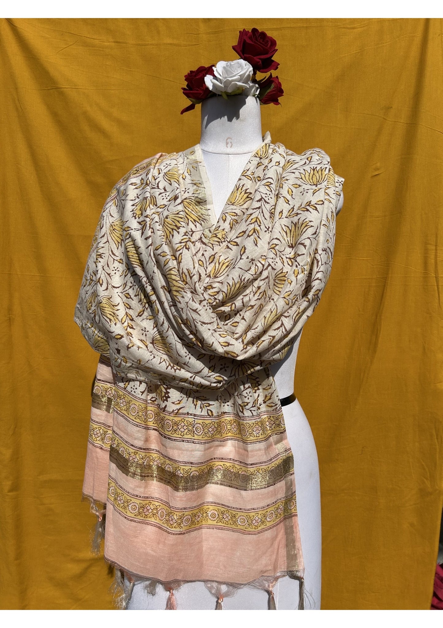Anokhi Cotton Chanderi Handblock Printed Dupatta