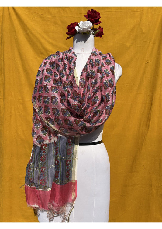 Anokhi Cotton Chanderi Handblock Printed Dupatta