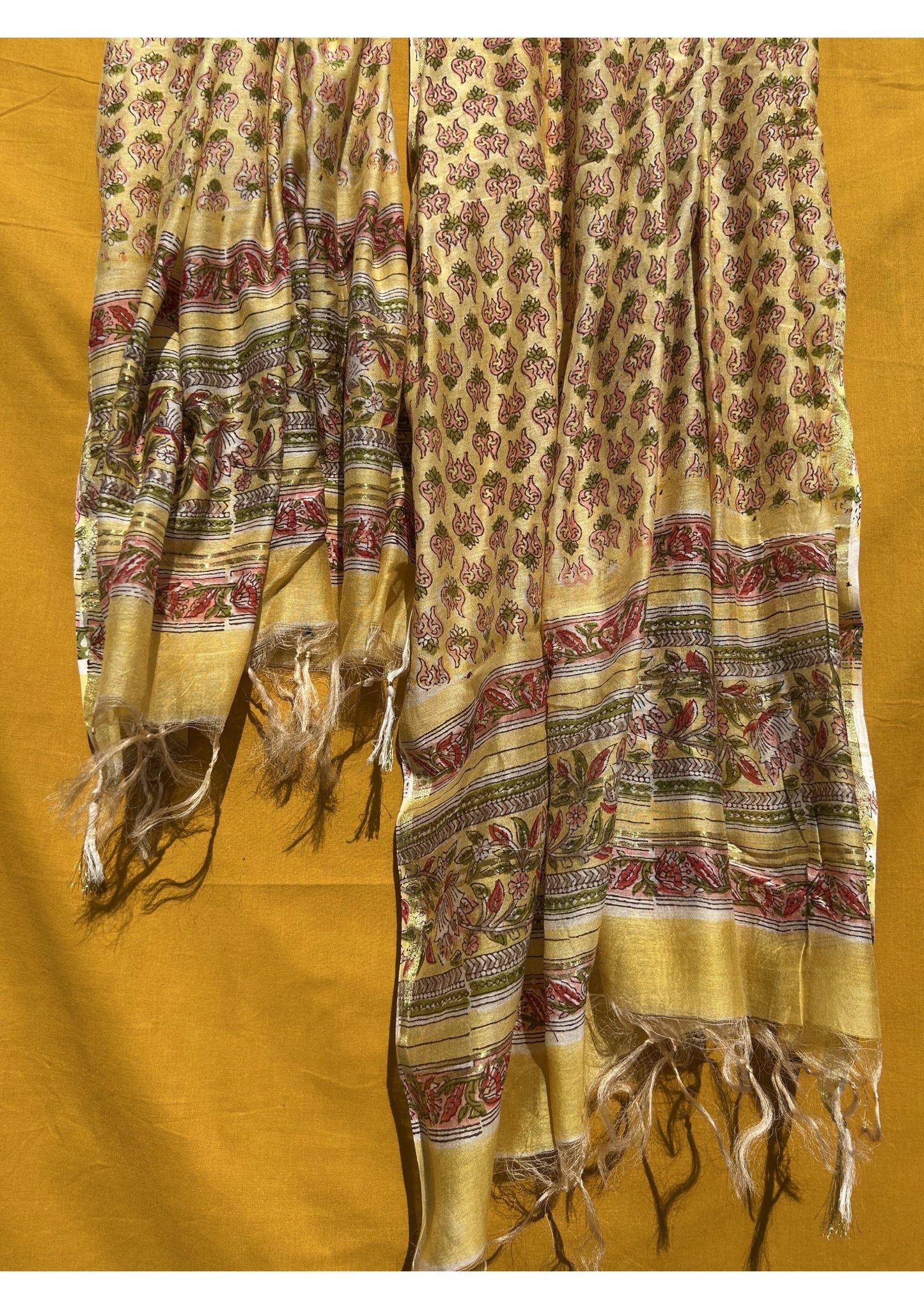 Premium Chanderi Dupatta for Women with Yellow Floral Ethnic Pattern