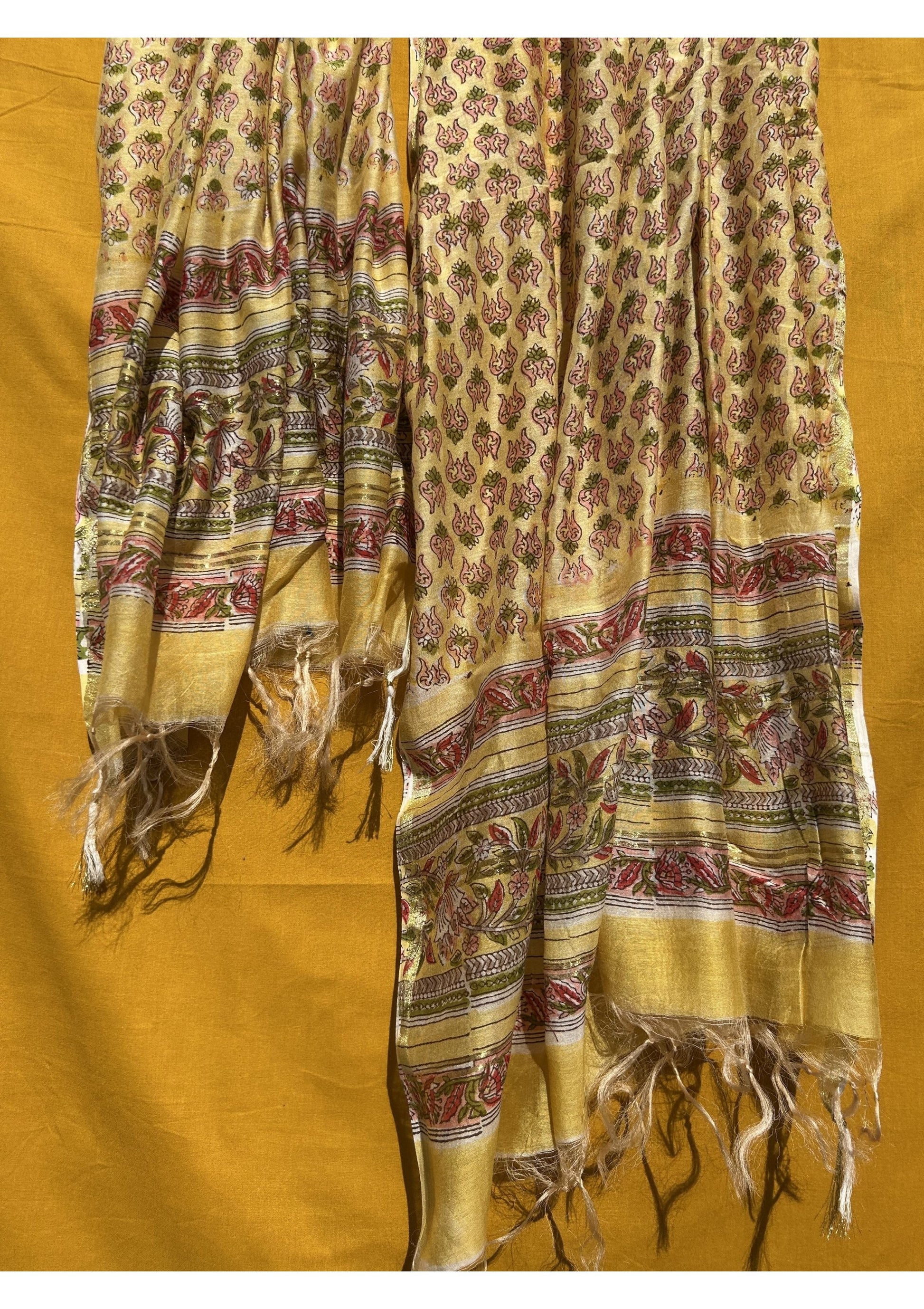 Premium Chanderi Dupatta for Women with Yellow Floral Ethnic Pattern