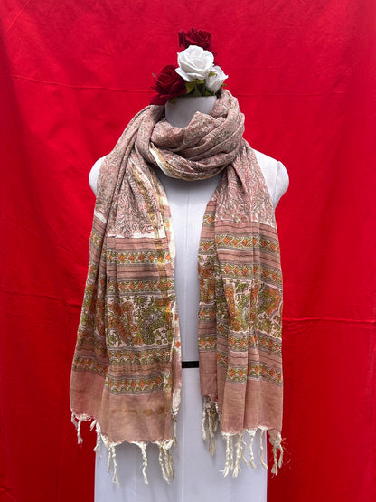 Anokhi handblock printed cotton linen dupatta