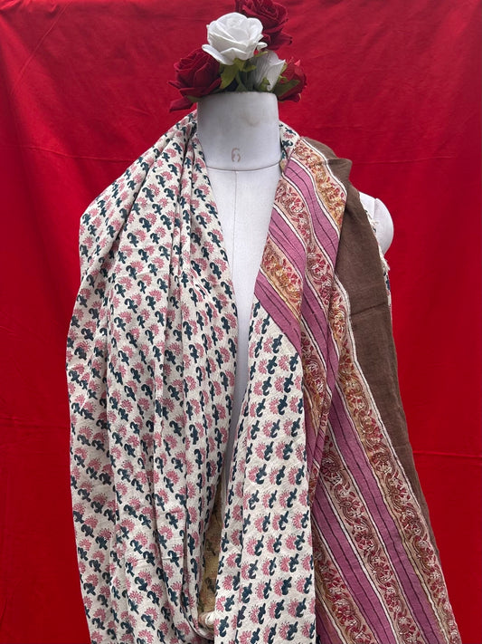 Anokhi handblock printed cotton linen dupatta