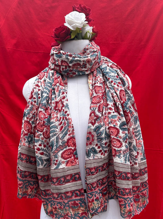 Anokhi handblock printed cotton linen dupatta