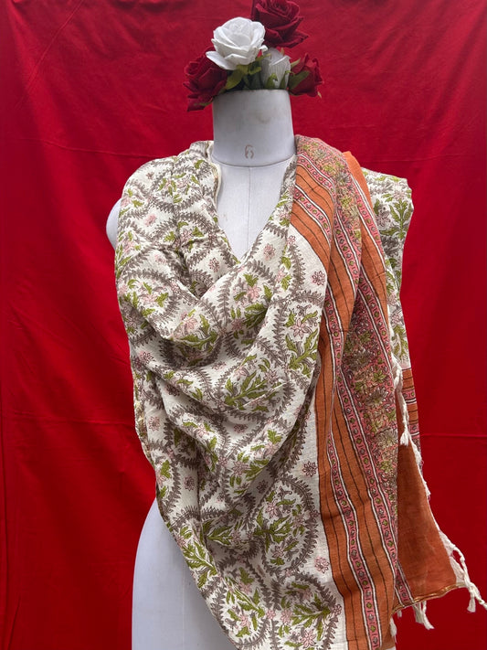 Anokhi Handblock Printed Cotton Linen Dupatta