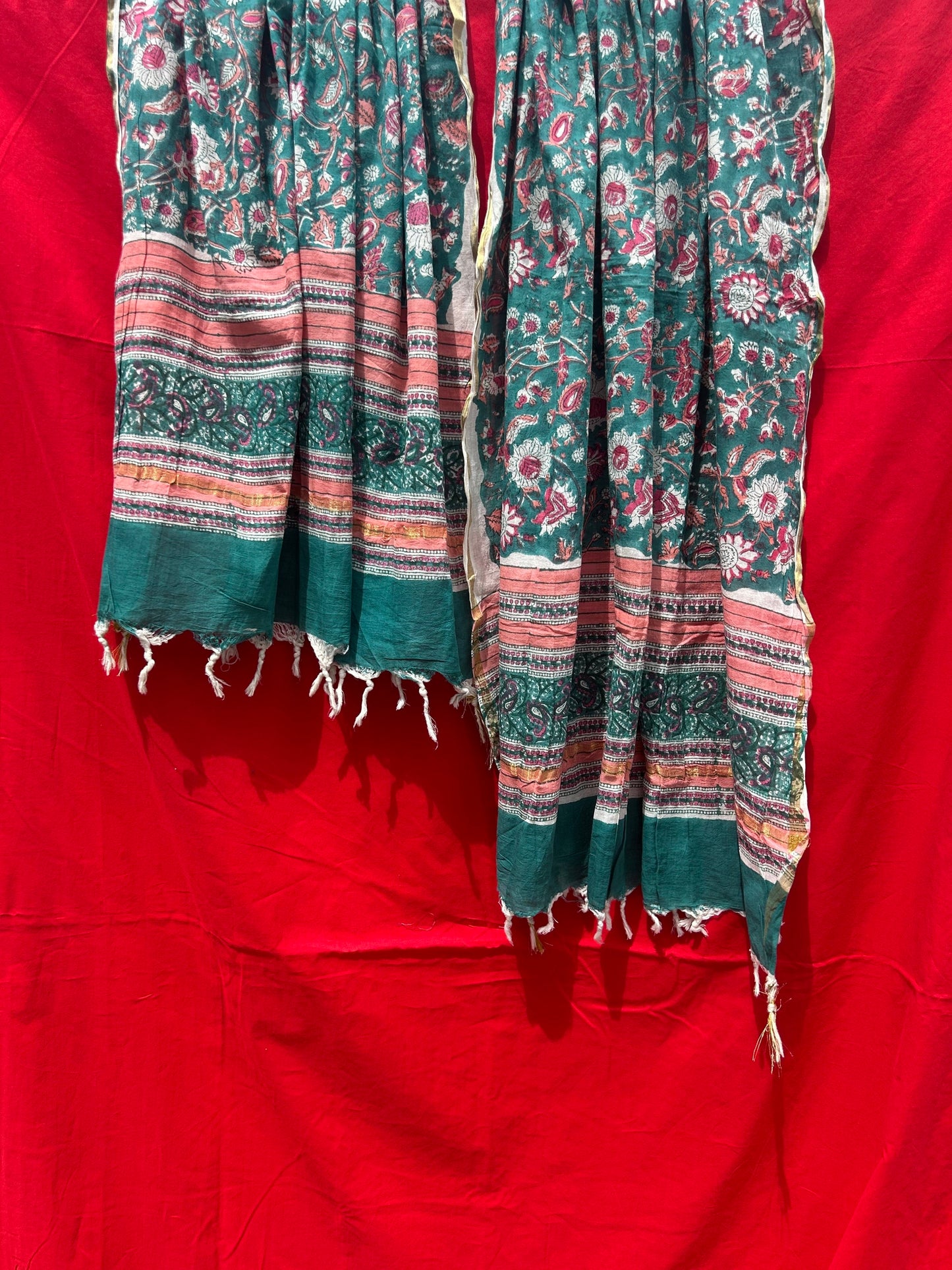 Anokhi handblock printed cotton linen dupatta