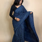 Assam Silk Handblock Printed Saree Blue