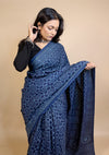 Assam Silk Handblock Printed Saree Blue