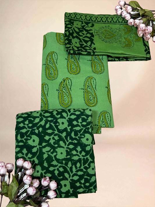 Green Banjara Handblock Printed Cotton Suit Set