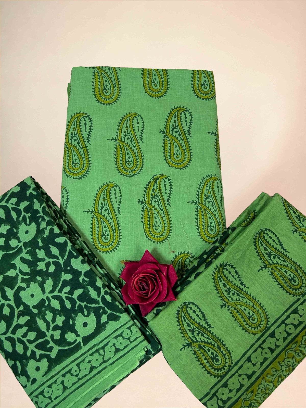Green Banjara Handblock Printed Cotton Suit Set