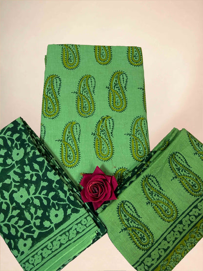 Green Banjara Handblock Printed Cotton Suit Set