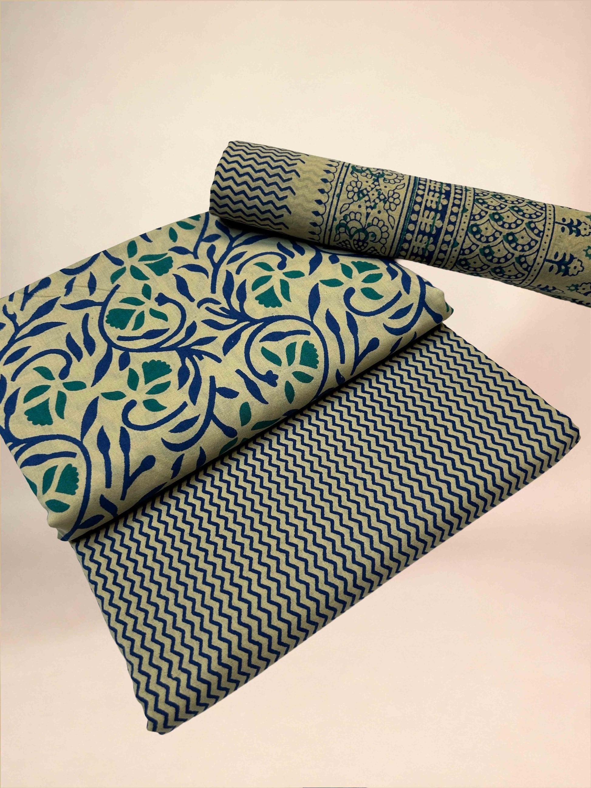 Multicolor Banjara Handblock Printed Cotton Suit Set | cream