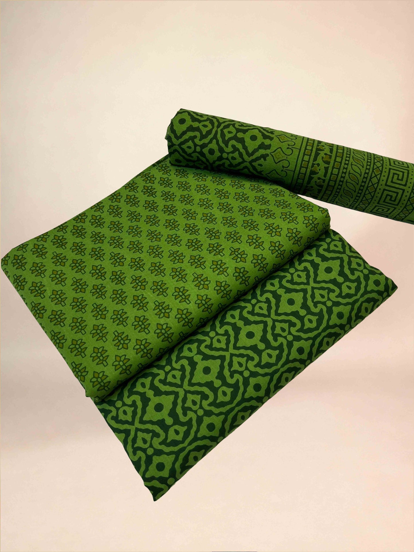 Multicolor Banjara Handblock Printed Cotton Suit Set | Green