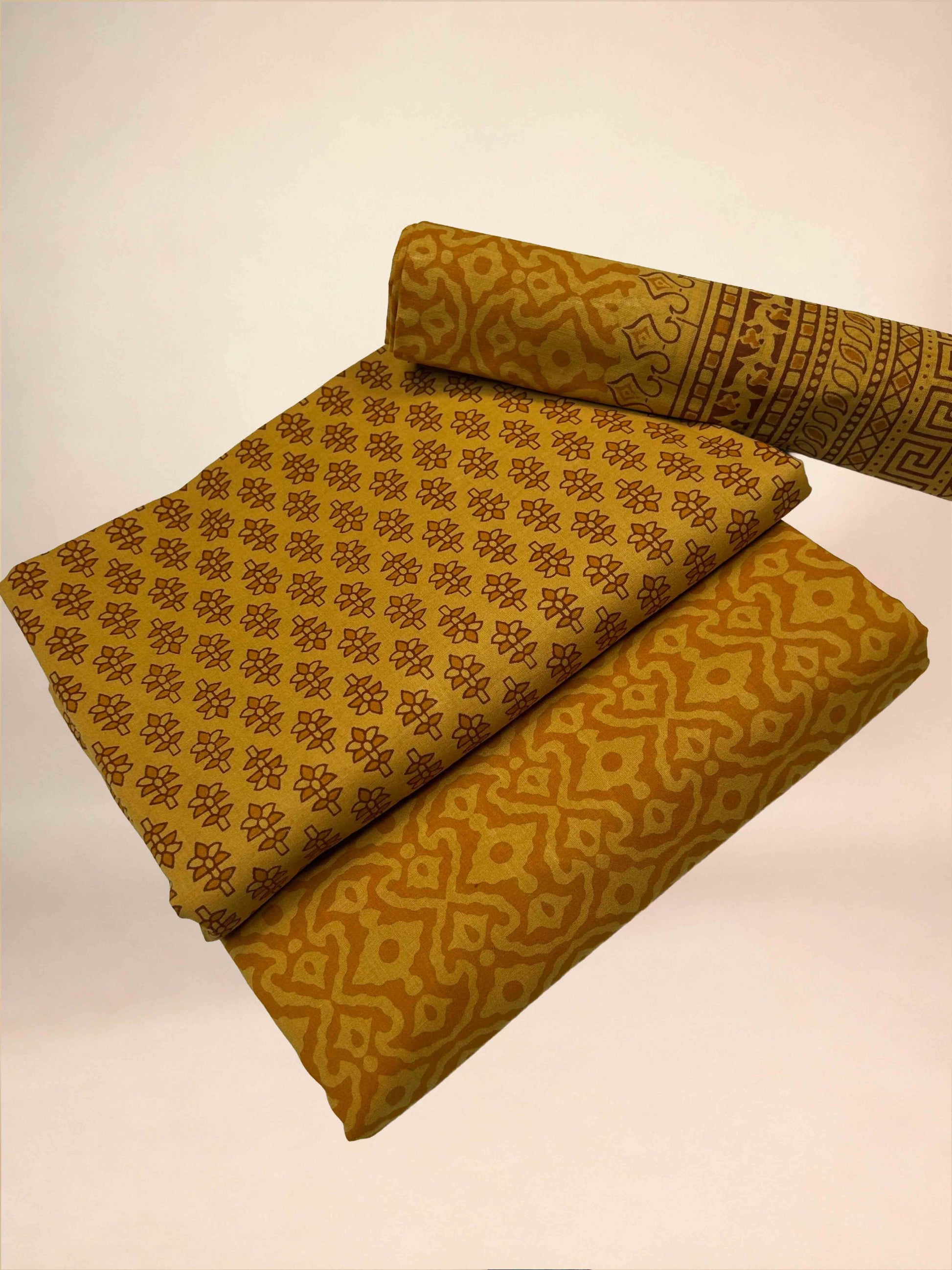 Multicolor Banjara Handblock Printed Cotton Suit Set | Mustard