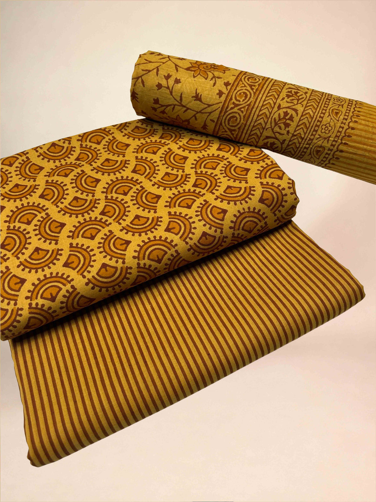 Multicolor Banjara Handblock Printed Cotton Suit Set | Mustard