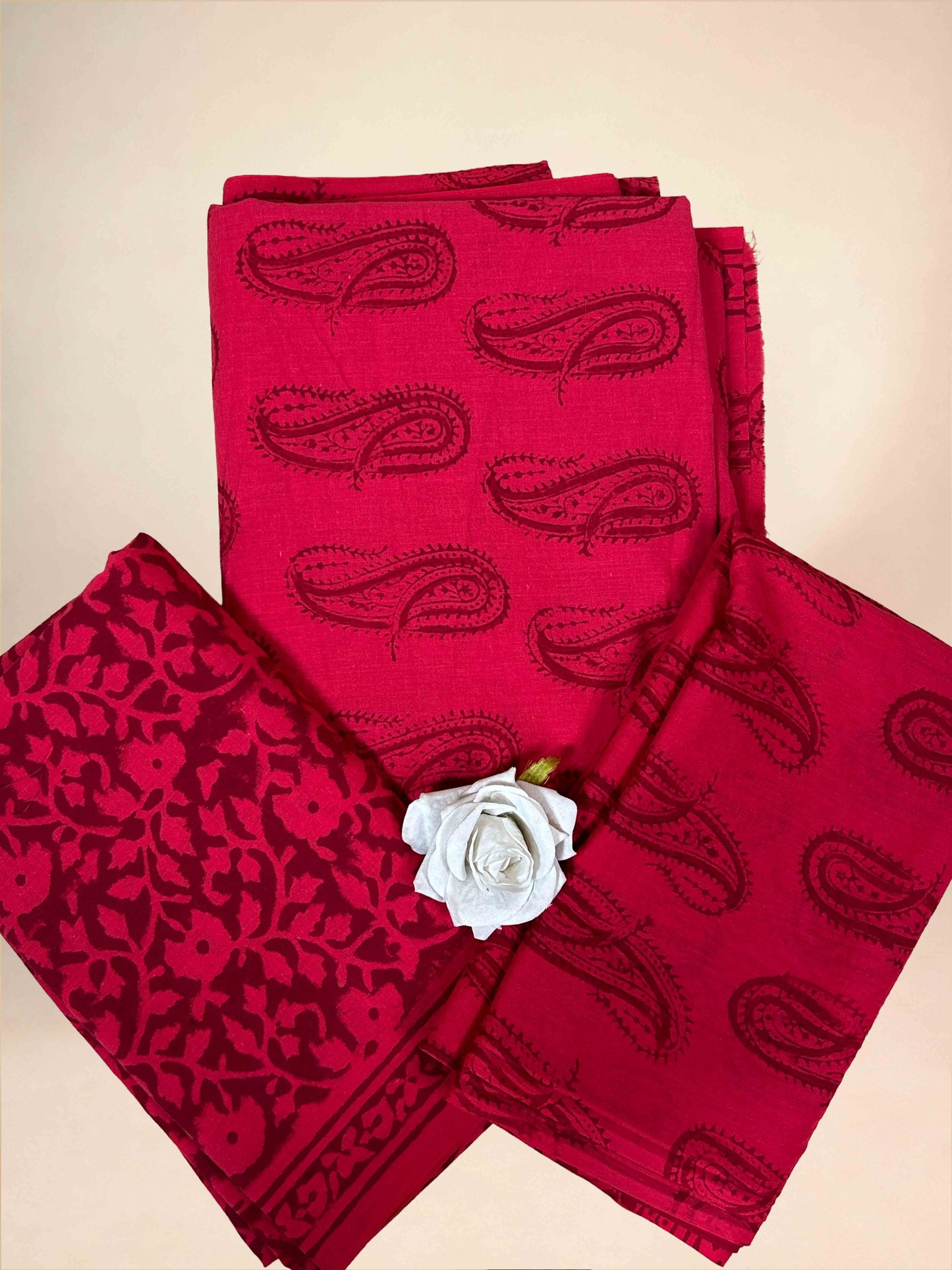 Crimson Banjara Handblock Printed Cotton Suit Set