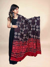 Black And Maroon Handblock Printed Cotton Dupatta