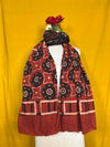 Black and Maroon Cotton Dupatta with Ethnic Handblock Print Pattern