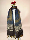 Blue Ajrakh Handblock Printed  Modalsilk Dupatta