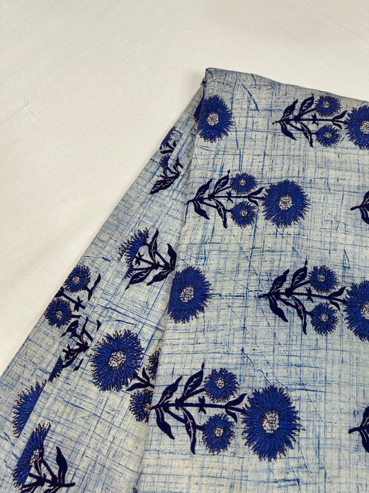Multicolor Brush Hand Block Printed Fabric | Blue