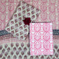 Multicolor Chanderi Handblock Printed Suit Set | Blush Pink
