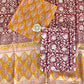 Multicolor Chanderi Handblock Printed Suit Set | Rani Pink