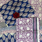 Multicolor Chanderi Handblock Printed Suit Set | Navy Blue