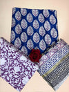 Multicolor Chanderi Handblock Printed Suit Set | Navy Blue