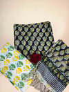 Black Chanderi Handblock Printed Suit Set