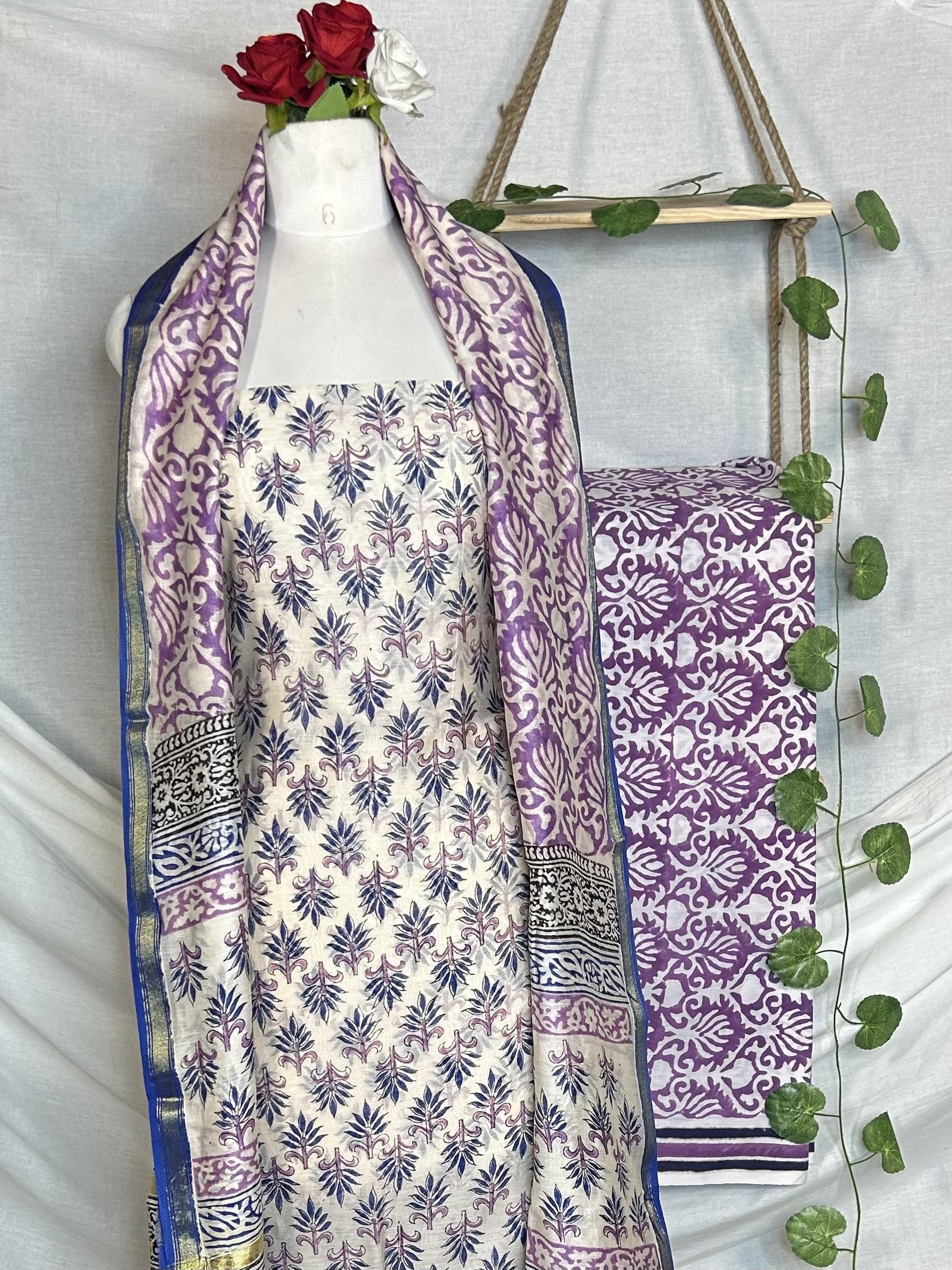Chanderi Handblock Printed Suit Set