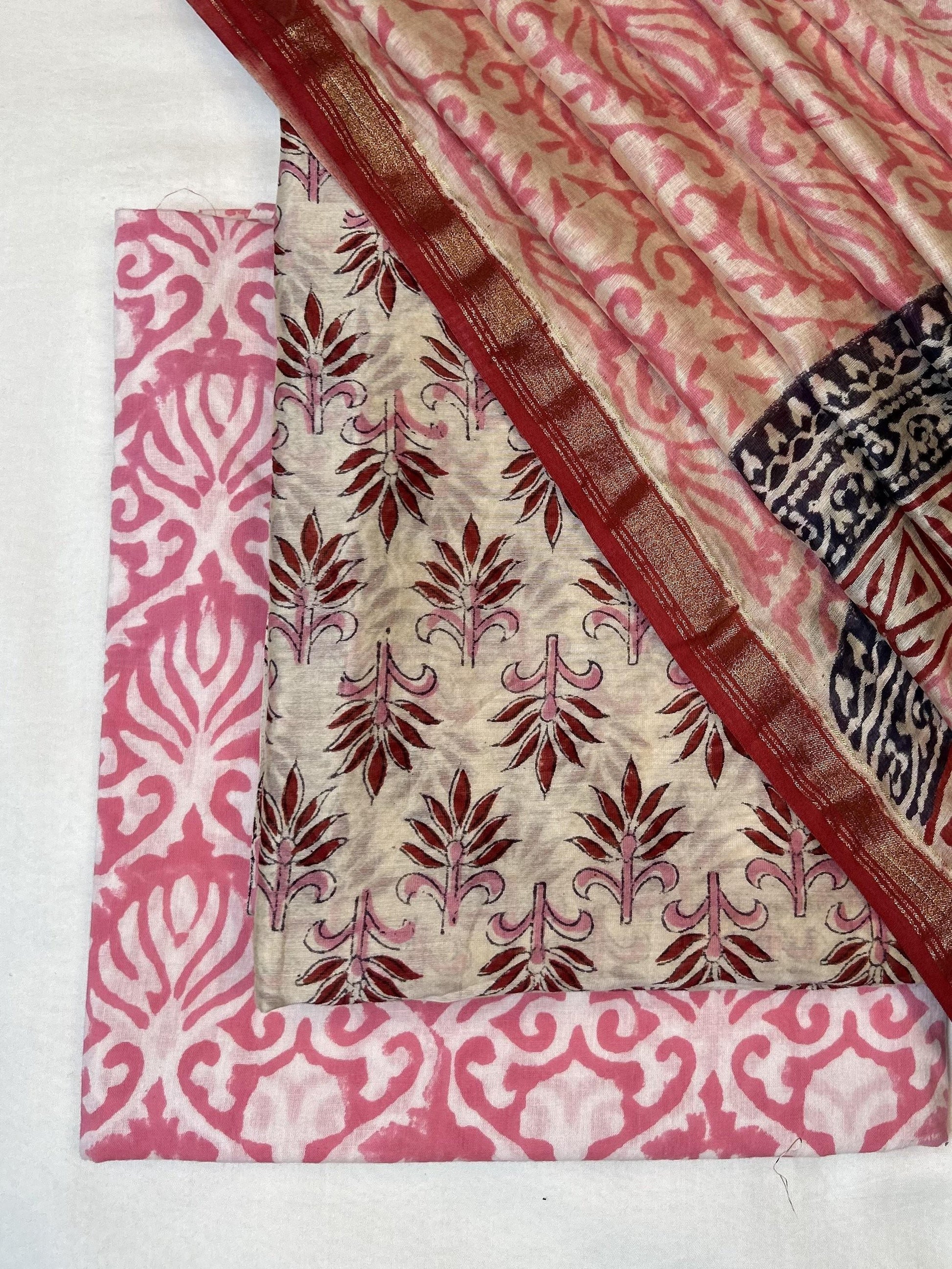 Chanderi Handblock Printed Suit Set