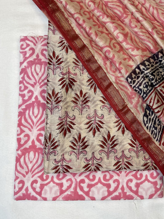 Chanderi Handblock Printed Suit Set