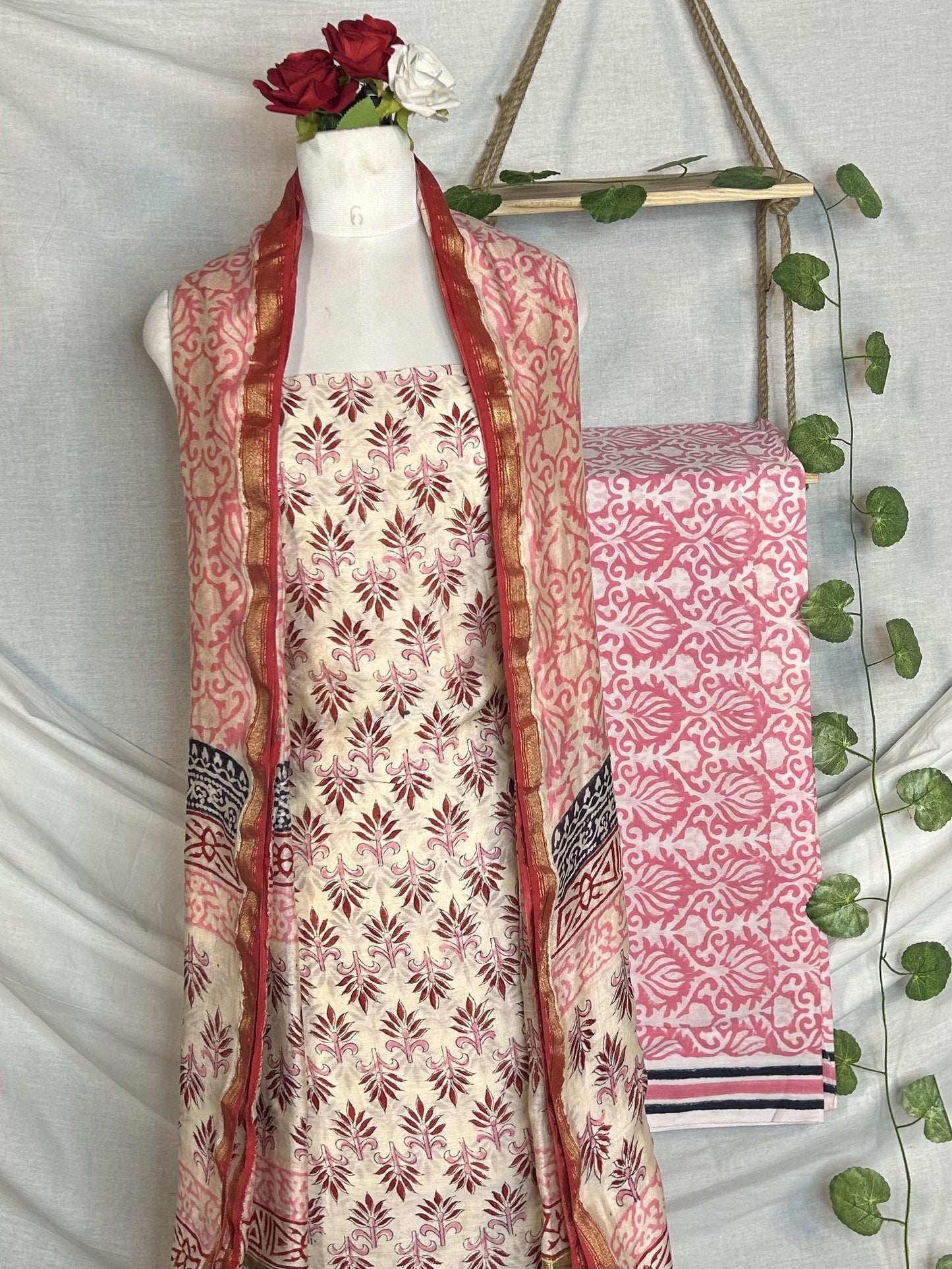 Chanderi Handblock Printed Suit Set