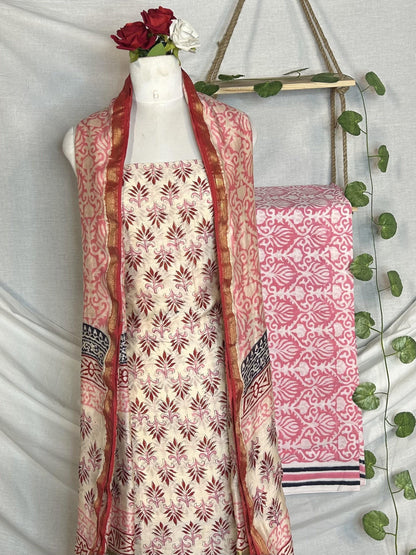 Chanderi Handblock Printed Suit Set