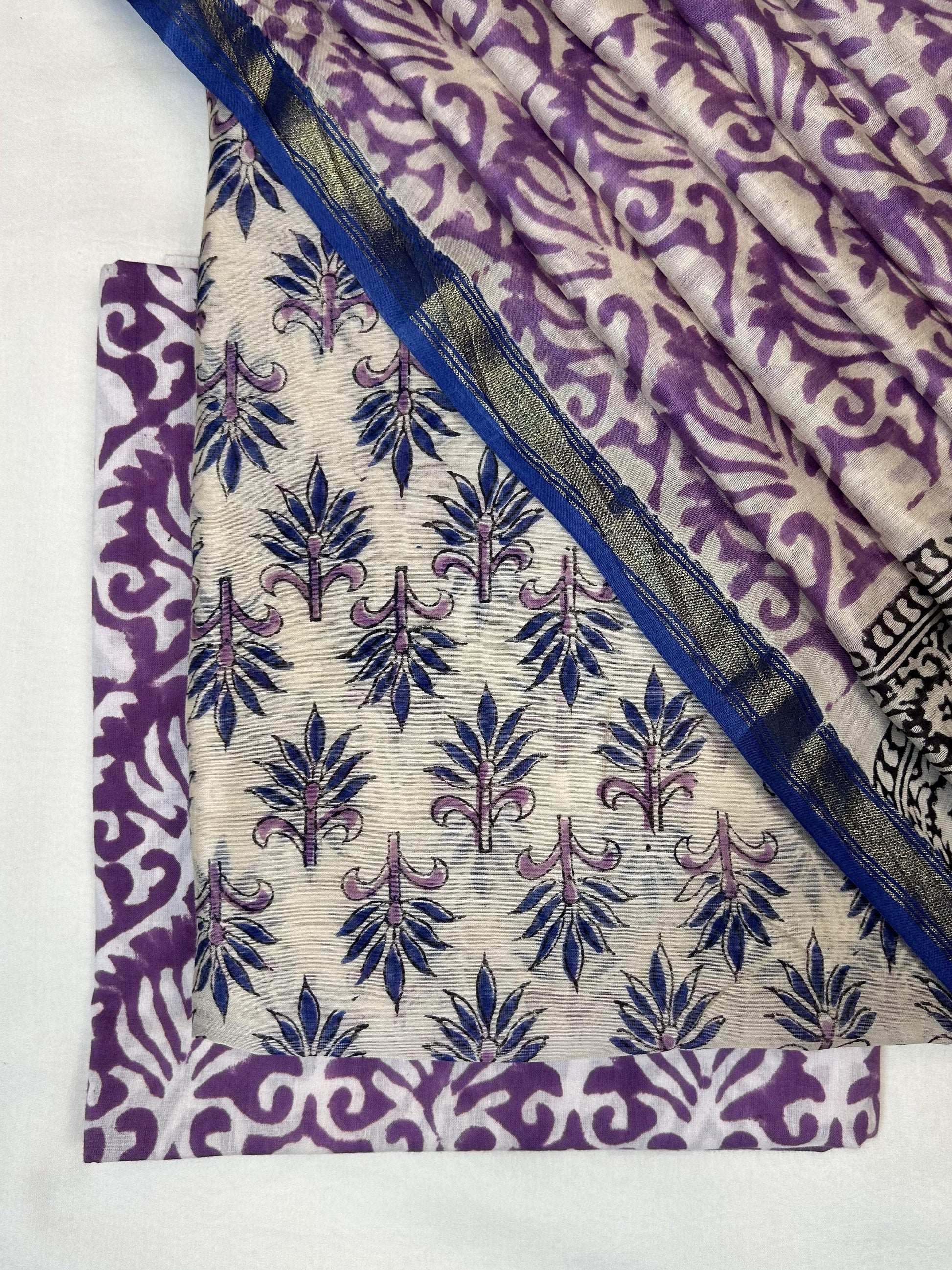 Chanderi Handblock Printed Suit Set