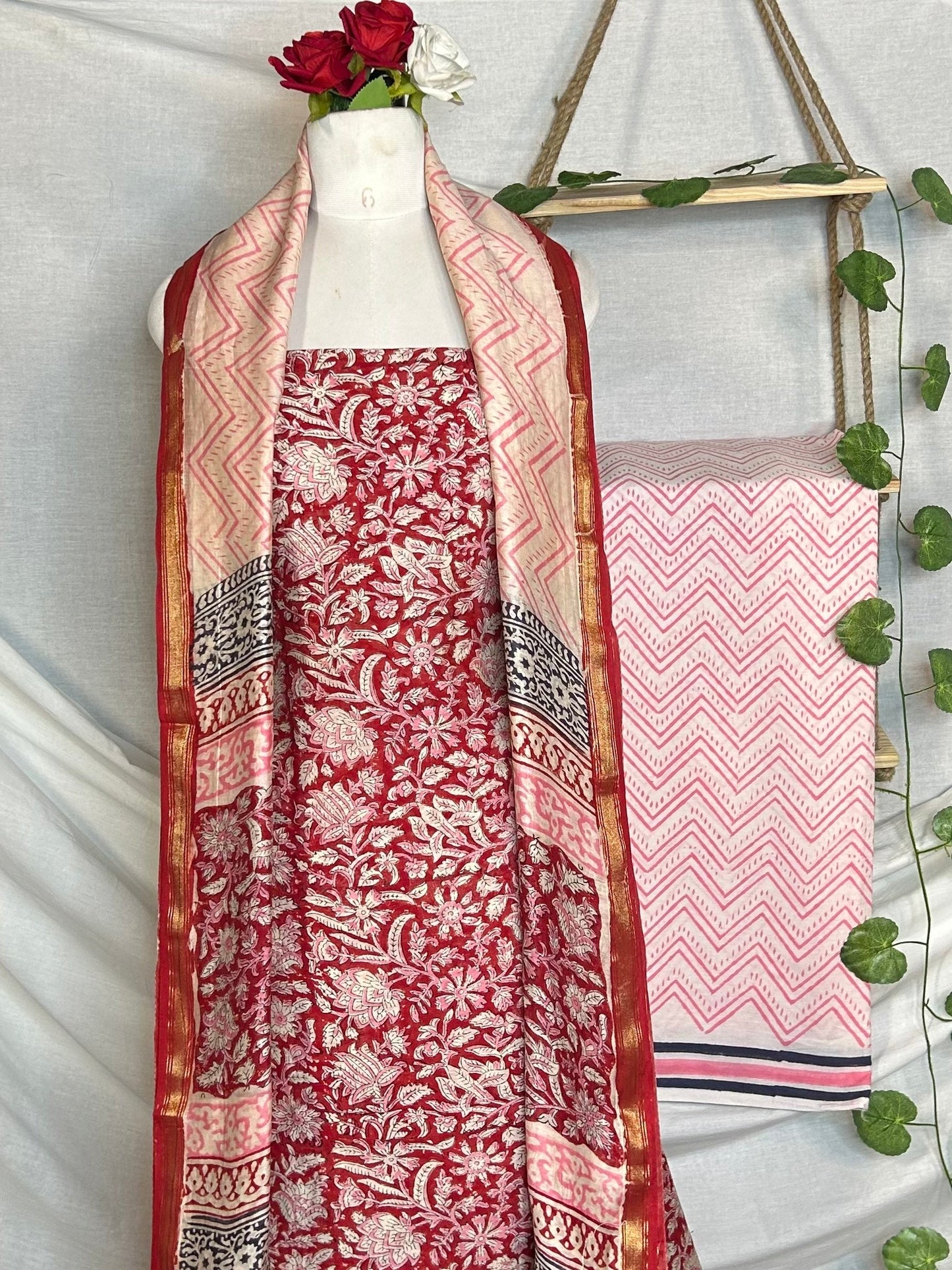 Chanderi Handblock Printed Suit Set