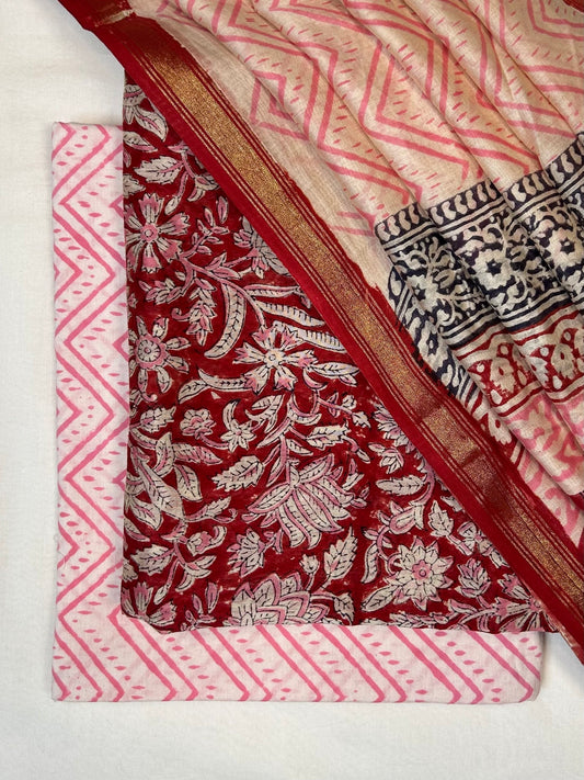 Chanderi Handblock Printed Suit Set