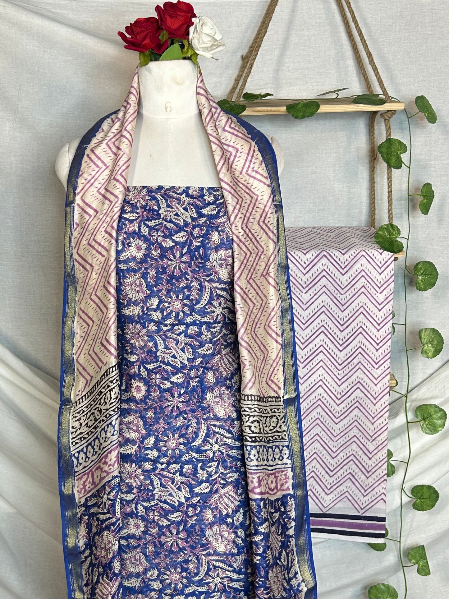 Chanderi Handblock Printed Suit Set