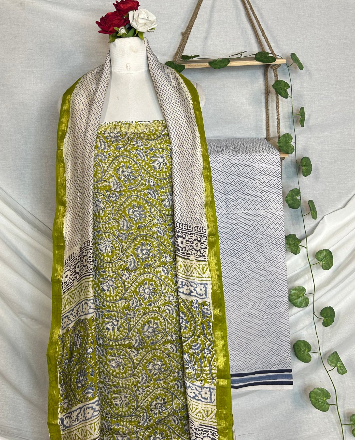 Chanderi Handblock Printed Suit Set