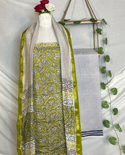 Chanderi Handblock Printed Suit Set