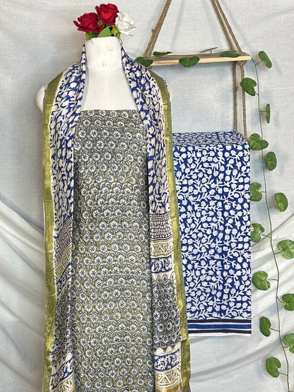 Chanderi Handblock Printed Suit Set