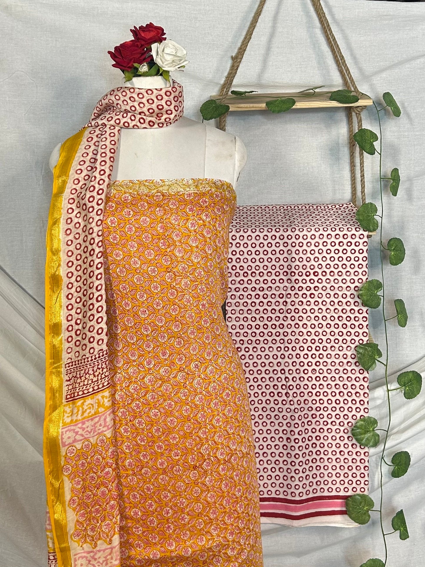 Chanderi Handblock Printed Suit Set