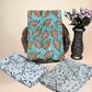 Muted Turquoise Chiffon Handblock Printed Cotton Suit Set