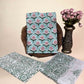 Mated teal Chiffon Handblock Printed Cotton Suit Set