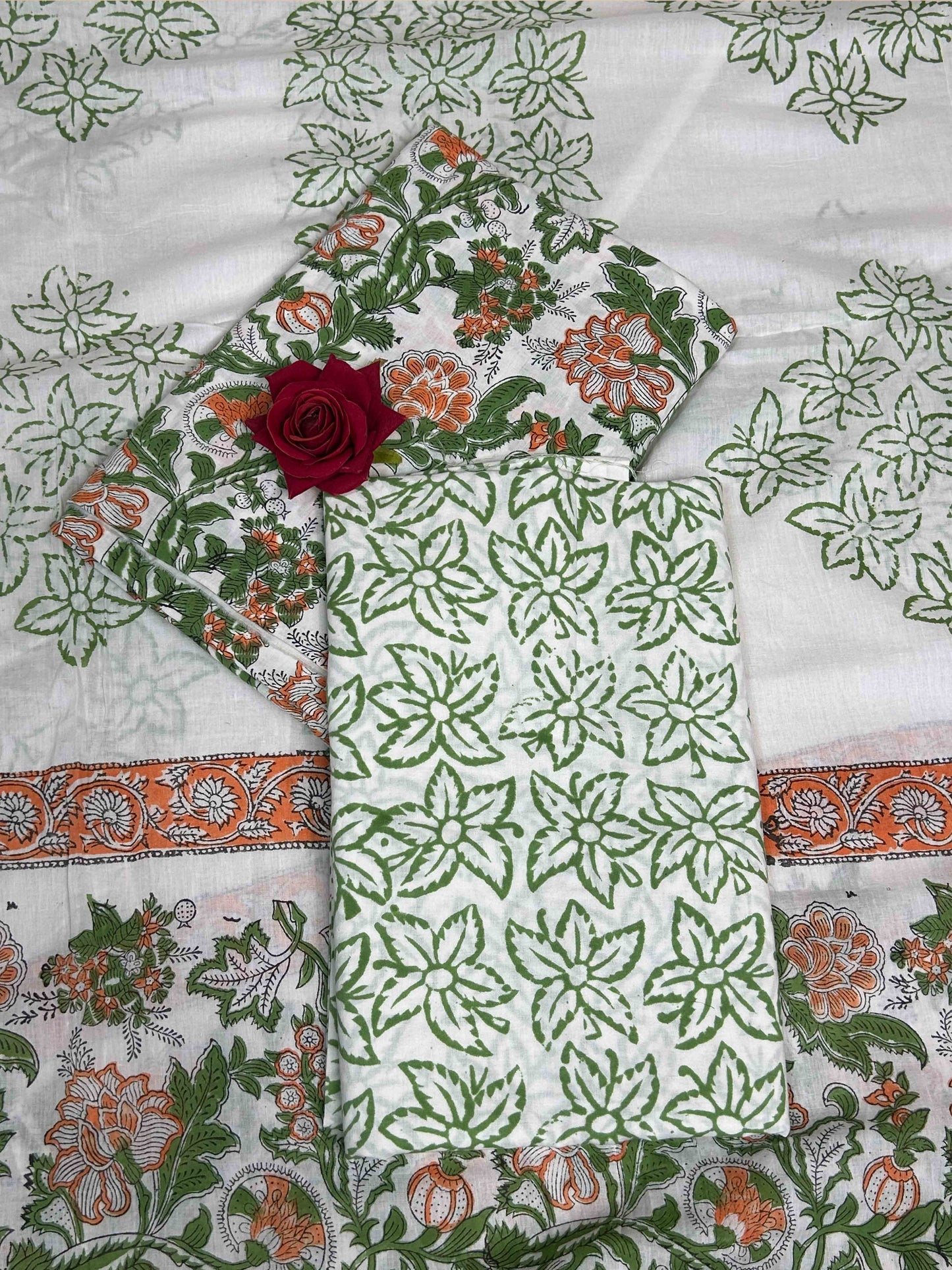 White Cotton Dupatta Three- Piece Suits