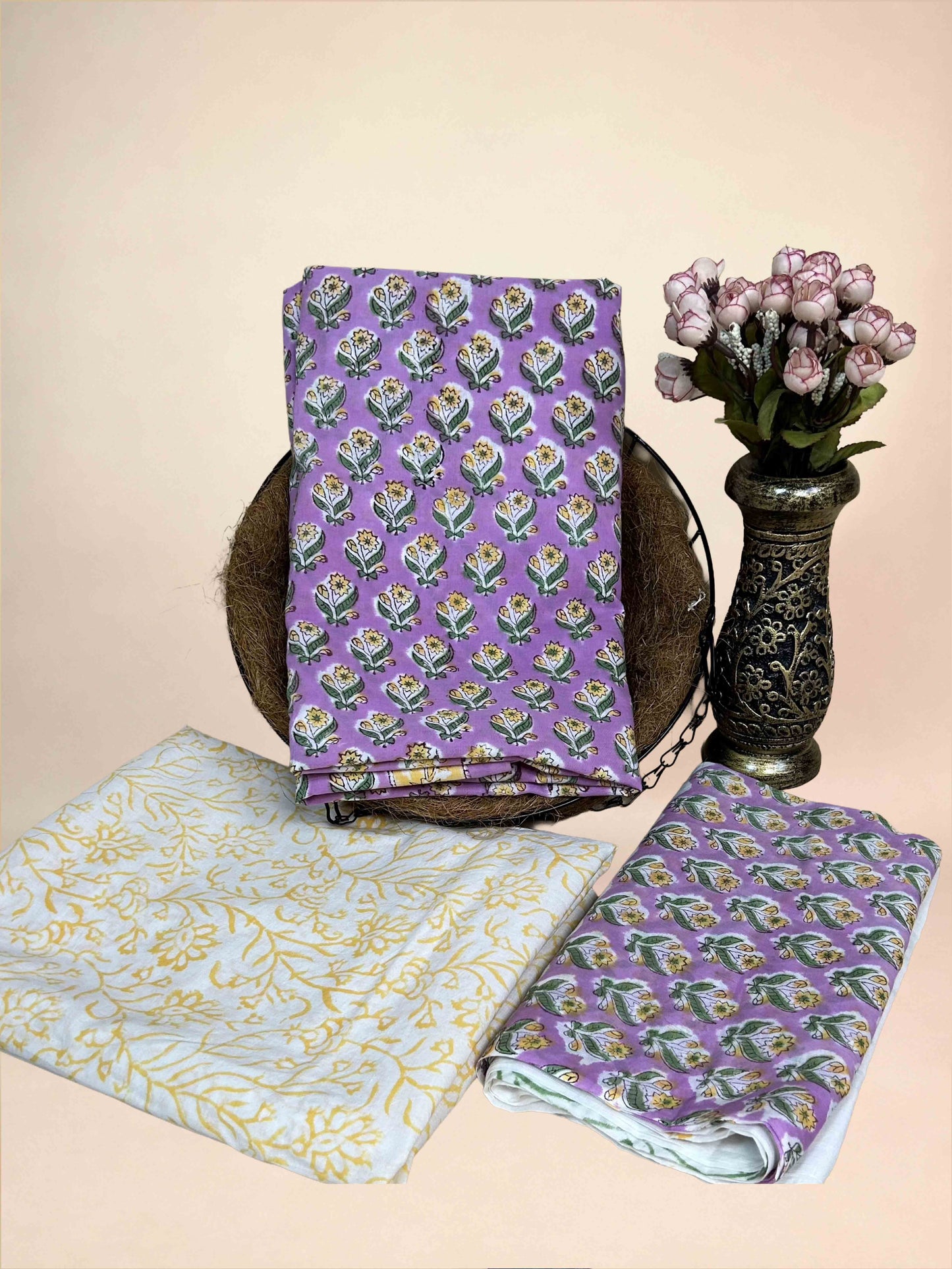 Purple Cotton Dupatta Three- Piece Suits